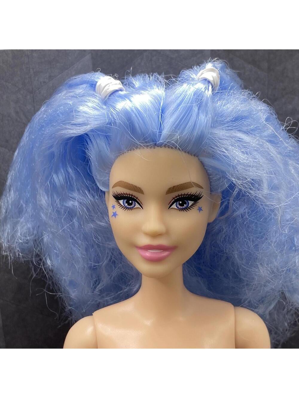 Barbie Blue Crimped Hair Colbalt Eyes GRB61 Nude For OOAK Repaint B